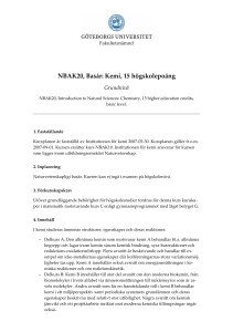 NBAK20, Basår: Kemi, 15 högskolepoäng