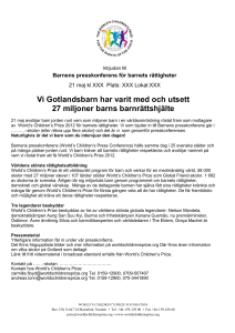 Inbjudan till Barnens presskonferens för barnets rättigheter 21 maj kl