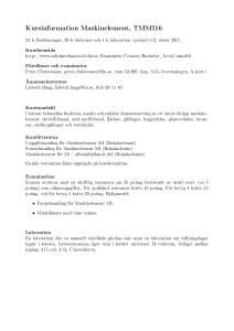 Kursinformation Maskinelement, TMMI16