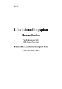 Gemensam handlingsplan för att motverka kränkande behandling