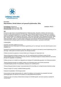 Reproduktion, klinisk biokemi och generell sjukdomslära, 30hp