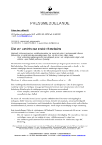 PRESSMEDDELANDE Frågor kan ställas till: HC Holmberg