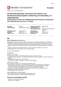 Kursplan Omvårdnadsvetenskap, avancerad nivå, Smärta ur ett