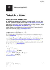 Förvärvsförslag på databaser - Institutionen för språk och litteraturer