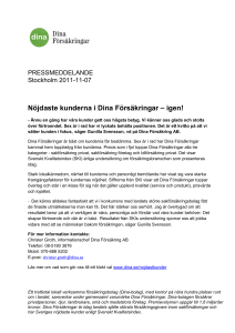 Nöjdaste kunderna i Dina Försäkringar – igen!