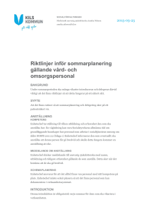 Riktlinjer inför sommarplanering gällande vård