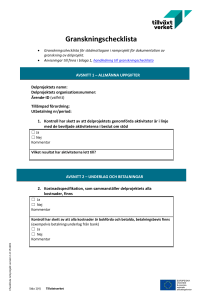 Checklista för ramprojekt
