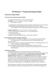 Föreläsning 1 i Programmeringsparadigm
