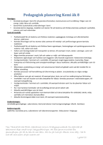 Pedagogisk planering Kemi åk 8