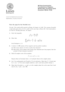 Written Examination Foundations of Algebra Wednesday, 24 August