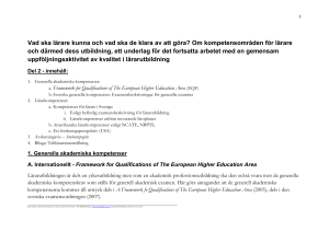 1 Vad ska lärare kunna och vad ska de klara av att göra? Om