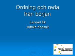 Ordning och reda från början