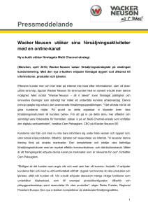 Pressmeddelande Wacker Neuson utökar sina försäljningsaktiviteter
