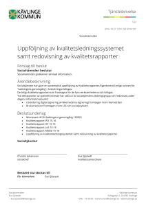 Uppföljning av kvalitetsledningssystemet samt