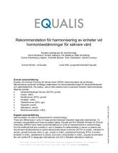 Enhetliga enheter vid hormonanalys