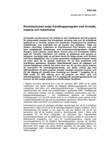 Kommissionen antar handlingsprogram mot hiv/aids, malaria och