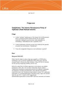 Fråga-svar Tadzjikistan. The Islamic Renaissance Party of Tajikistan