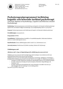 Psykoterapeutprogrammet inriktning kognitiv och beteende inriktad