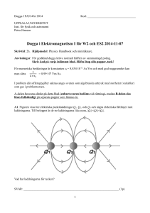 Dugga i Elektromagnetism I för W2 och ES2 2014-11-07