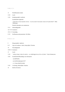 TISDAG 27.9 12 Prästförbundets årsmöte 12.30 Lunch 13.30