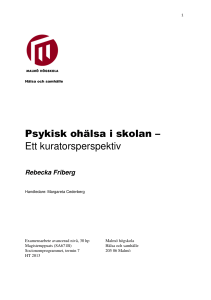 Psykisk ohälsa i skolan – Ett kuratorsperspektiv