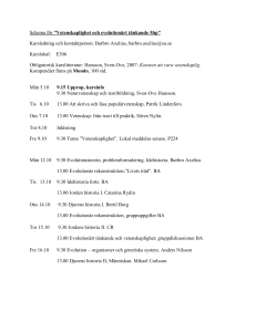 Schema för ”Vetenskaplighet och evolutionärt tänkande 5hp”