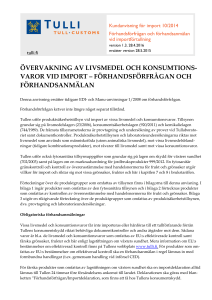 ÖVERVAKNING AV LIVSMEDEL OCH KONSUMTIONS
