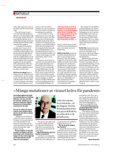 Många mutationer av viruset krävs för pandemi«