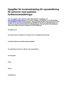 Uppgifter för kundvalskatalog