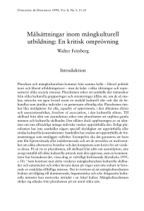 Målsättningar inom mångkulturell utbildning: En kritisk omprövning