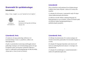 Grammatik f ¨or spr˚akteknologer