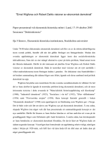 "Ernst Wigforss och Robert Dahls visioner på ekonomisk demokrati”