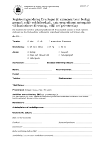 registreringsunderlag för antagna - Institutionen för ekologi, miljö