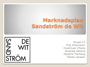 Marknadsplan Sandström de Wit