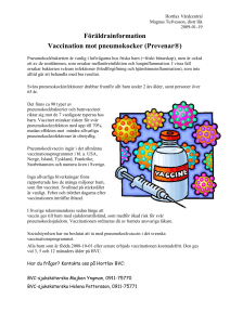 Vaccination mot pneumokocker, (Prevenar®)