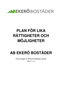 plan för lika rättigheter och möjligheter ab ekerö bostäder