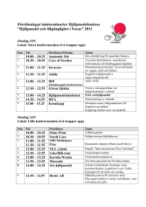 Föreläsningar/miniseminarier Hjälpmedelsmässa ”Hjälpmedel och