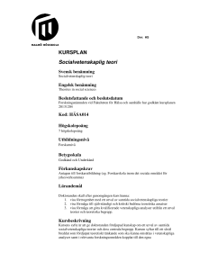 KURSPLAN Socialvetenskaplig teori