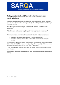 Policy angående SARQAs medverkan i reklam och