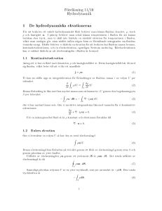 1 De hydrodynamiska ekvationerna