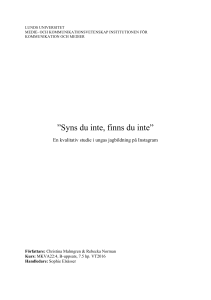 Syns du inte, finns du inte - Lund University Publications