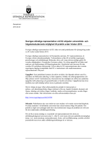 Sveriges ständiga representation vid EU erbjuder universitets