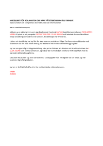 Modellbrev för reklamation och krav på återbetalning till Formlife