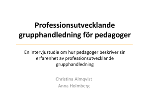 Professionsutvecklande grupphandledning för pedagoger