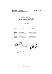 Programspråk 7.5p - Umeå universitet