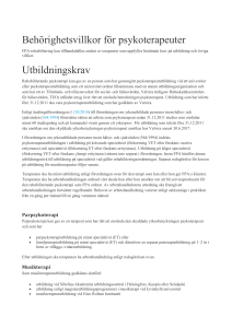 Behörighetsvillkor för psykoterapeuter Utbildningskrav