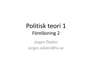 Politisk teori 1 Föreläsning 2
