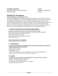 Checklista för att opponera. - GUL