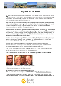 Följ med oss till Israel!
