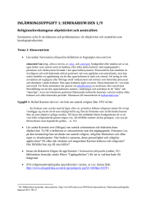 INLÄMNINGSUPPGIFT 1: SEMINARIUM DEN 1/9